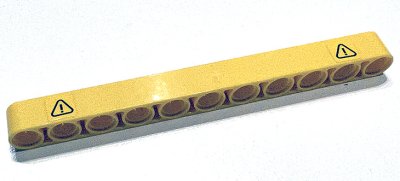 LEGO part Technic, Liftarm Thick 1 x 11 with Exclamation Mark in Warning Triangle Pattern on Both Ends (Stickers) - Set 42097 (32525pb046)