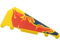 LEGO part Wedge 5 x 2 Right with Red Bull on Dark Blue Panel Pattern 3505pb02