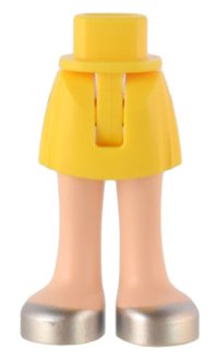 LEGO part Mini Doll Hips and Skirt with Molded Light Nougat Legs and Printed Silver Open Top Shoes Pattern - Thin Hinge 35216ac00pb005
