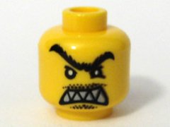 LEGO part Minifigure, Head Male Angry Black Unibrow, Moustache, Pointed Teeth Pattern (3626pb0294)