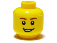 LEGO onderdeel Minifigure, Head Male Reddish Brown Eyebrows, Open Lopsided Grin with Teeth, White Pupils Pattern 3626pb0405