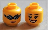 LEGO part Minifigure, Head Dual Sided Female Open Smile / Swimming Goggles Pattern 3626pb0688