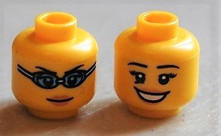 LEGO part Minifigure, Head Dual Sided Female Open Smile / Swimming Goggles Pattern (3626pb0688)