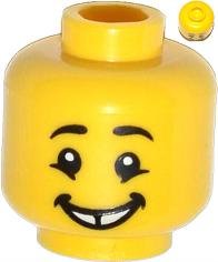 LEGO part Minifigure, Head Male Black Eyebrows, Cheekbone Lines under Eyes, Gap Tooth Smile Pattern (3626pb0984)