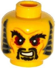 LEGO part Minifigure, Head Black Bushy Eyebrows, Red Eyes, Moustache and Goatee, Sideburns, Wrinkles Pattern 3626pb1324