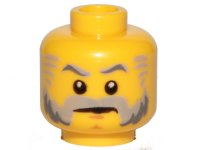 LEGO part Minifigure, Head Light Bluish Gray and Dark Bluish Gray Eyebrows, Beard, and Sideburns, Medium Nougat Chin Dimple, Stern Pattern 3626pb1335