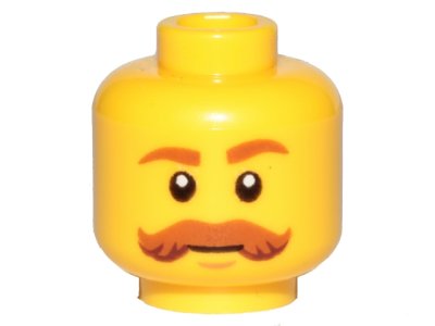 LEGO part Minifigure, Head Dark Orange Eyebrows and Bushy Moustache Pattern (3626pb1564)