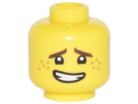 LEGO part Minifigure, Head Dark Brown Eyebrows, Dark Orange Freckles, Open Mouth Crooked Smile Pattern (Jay) 3626pb1872