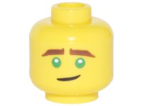 LEGO part Minifigure, Head Reddish Brown Eyebrows, Green Eyes, Crooked Smile Pattern (Lloyd) 3626pb1873