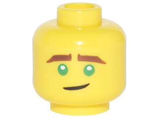 LEGO part Minifigure, Head Reddish Brown Eyebrows, Green Eyes, Crooked Smile Pattern (Lloyd) (3626pb1873)