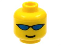 LEGO part Minifigure, Head Glasses with Blue Wrap Sunglasses and Standard Smile Pattern 3626px87