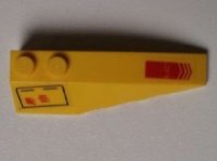 LEGO part Wedge 6 x 2 Right with Panel and Red Arrow with 'EJECT' Pattern (Stickers) - Set 7712 41747pb047