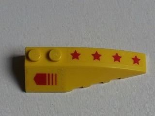 LEGO part Wedge 6 x 2 Right with Red Arrow and 4 Red Stars Pattern (Stickers) - Set 7712 (41747pb048)