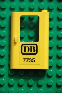 LEGO part Door 1 x 4 x 5 Train Right, Thin Support at Bottom with Black 'DB 7735' Pattern (Sticker) - Set 7735 (4182pb005)