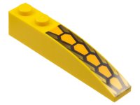 LEGO part Slope, Curved 6 x 1 with Repeating Medium Orange and Black Hexagonal Scale Pattern 42022pb04