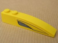 LEGO part Slope, Curved 6 x 1 with Yellow and Dark Bluish Gray Pattern Left (Sticker) - Set 7044 42022pb07L