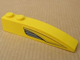 LEGO part Slope, Curved 6 x 1 with Yellow and Dark Bluish Gray Pattern Left (Sticker) - Set 7044 (42022pb07L)