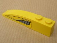 LEGO part Slope, Curved 6 x 1 with Yellow and Dark Bluish Gray Pattern Right (Sticker) - Set 7044 42022pb07R