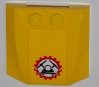 LEGO part Wedge 4 x 4 x 2/3 Triple Curved with Miners Logo (Helmet with Crossed Pickaxes in Gear) Pattern (Sticker) - Sets 4200 / 4201 45677pb059