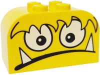 LEGO part Slope, Curved 4 x 2 x 2 Double with 4 Studs with Monster Face Scared w/ Teeth Pattern 4744pb10