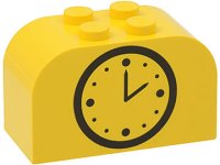 LEGO part Slope, Curved 4 x 2 x 2 Double with 4 Studs with Black Clock Face Pattern 4744pb15