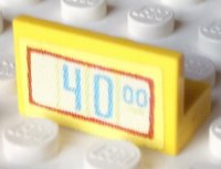 LEGO part Panel 1 x 2 x 1 with '40.00' Digital Display Pattern (Sticker) - Set 3118 4865pb019