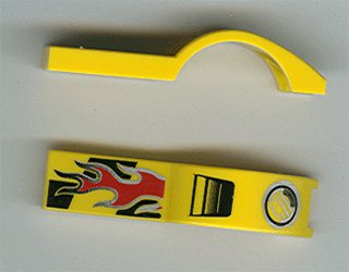 LEGO part Vehicle, Mudguard 1 x 4 1/2 with Flame and Headlight Pattern (50947pb001)