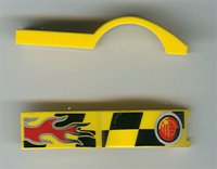 LEGO part Vehicle, Mudguard 1 x 4 1/2 with Flame and Red Taillight Pattern 50947pb002