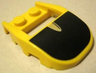 LEGO part Wedge 4 x 3 Cut Back with Cutout, 2 Studs with Black and Silver Pattern (50948pb02)