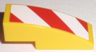 LEGO part Slope, Curved 3 x 1 with Red and White Danger Stripes Pattern Model Right Side (Sticker) - Sets 7208 / 7630 / 7633 / 7936 (50950pb009R)