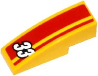 LEGO part Slope, Curved 3 x 1 with White '33' and Red Stripes Pattern (Sticker) - Set 60082 50950pb080