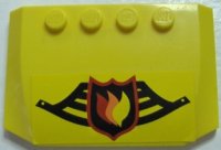 LEGO part Wedge 4 x 6 x 2/3 Triple Curved with Fire Logo Badge on Black Fire Helmet Pattern (Sticker) - Set 7891 52031pb008
