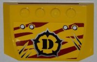 LEGO part Wedge 4 x 6 x 2/3 Triple Curved with 4 Rivets, Wide Claw Scratch Marks and Dino Logo on Dark Red Tiger Stripes Pattern (Sticker) - Set 5884 52031pb043