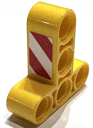 LEGO part Technic, Liftarm, Modified T-Shape Thick 3 x 3 with Red and White Danger Stripes Pattern Side B (Sticker) - Set 42097 (60484pb004b)