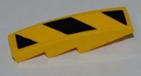 LEGO part Slope, Curved 4 x 1 with Large Black and Yellow Danger Stripes Pattern (Sticker) - Set 8197 (61678pb021)