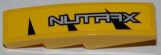 LEGO part Slope, Curved 4 x 1 with Silver 'NUTRAX' Pattern Model Left Side (Sticker) - Set 8228 (61678pb029L)