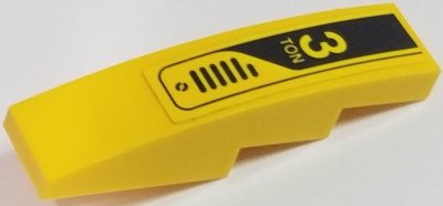 LEGO part Slope, Curved 4 x 1 with '3 TON' and Metal Vents Pattern Model Left Side (Sticker) - Set 60122 (61678pb113L)