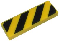 LEGO part Tile 1 x 3 with Black Danger Stripes Pattern 63864pb128