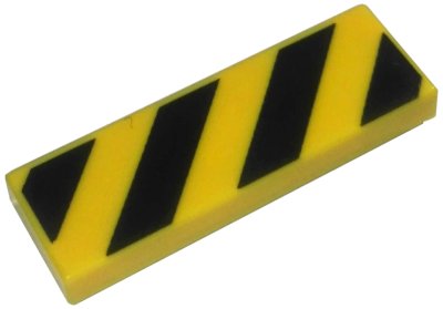 LEGO part Tile 1 x 3 with Black Danger Stripes Pattern (63864pb128)