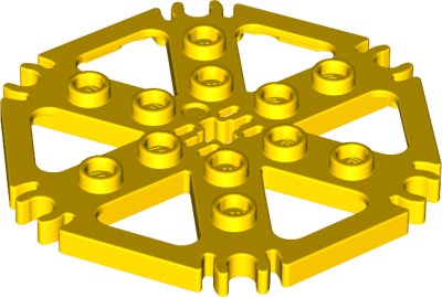 LEGO part Technic, Plate Rotor 6 Blade with Clip Ends Connected (Water Wheel) - Hollow Studs (64566)