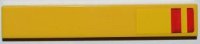 LEGO part Tile 1 x 6 with 2 Vertical Red Stripes Pattern on End (Sticker) - Set 8186 6636pb047
