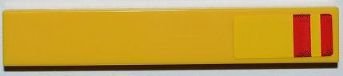 LEGO part Tile 1 x 6 with 2 Vertical Red Stripes Pattern on End (Sticker) - Set 8186 (6636pb047)