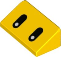 LEGO part Slope 30 1 x 2 x 2/3 with Black Elongated Eyes with White Pupils Pattern (Super Mario Para-Beetle) 85984pb306