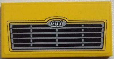 LEGO part Tile 2 x 4 with Grille and 'CITY' Pattern (Sticker) - Set 60060 (87079pb0169)