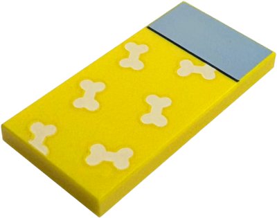 LEGO part Tile 2 x 4 with Blanket with 6 White Dog Bones, Bright Light Blue Bedsheet Pattern (87079pb1536)