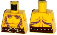 LEGO part Torso Ninjago Bare Chest Muscles, Dark Purple Snake Tattoos, Belt with Tan Snake Buckle Pattern 973pb1901