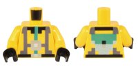 LEGO part Torso Pixelated Dark Bluish Gray and Dark Turquoise Harness, Black Belt and Collar, Silver Buckle Pattern / Yellow Arms / Black Hands 973pb4911c01