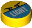 LEGO onderdeel Tile, Round 1 x 1 with Angry Eyes and White 'LIGHT' on Dark Azure Background Pattern 98138pb178