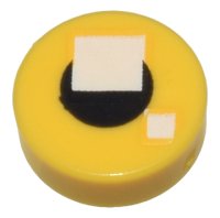 LEGO part Tile, Round 1 x 1 with 2 White Squares on Small Black Circle Pattern (BrickHeadz Eye) 98138pb355