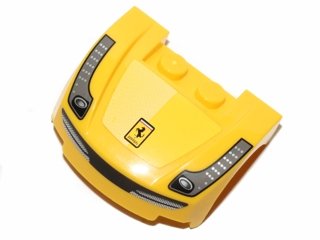 LEGO part Vehicle, Mudguard 3 x 4 x 1 2/3 Curved Front with Headlights with Dark Bluish Gray Stripe, Grille and Ferrari Logo Pattern (Sticker) - Set 30194 (98835pb005s)